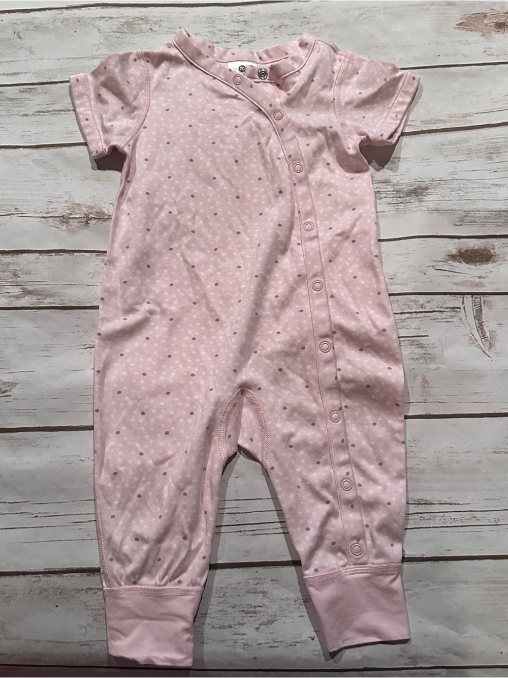 Hanna Andersson pink polka dot romper vguc size 70